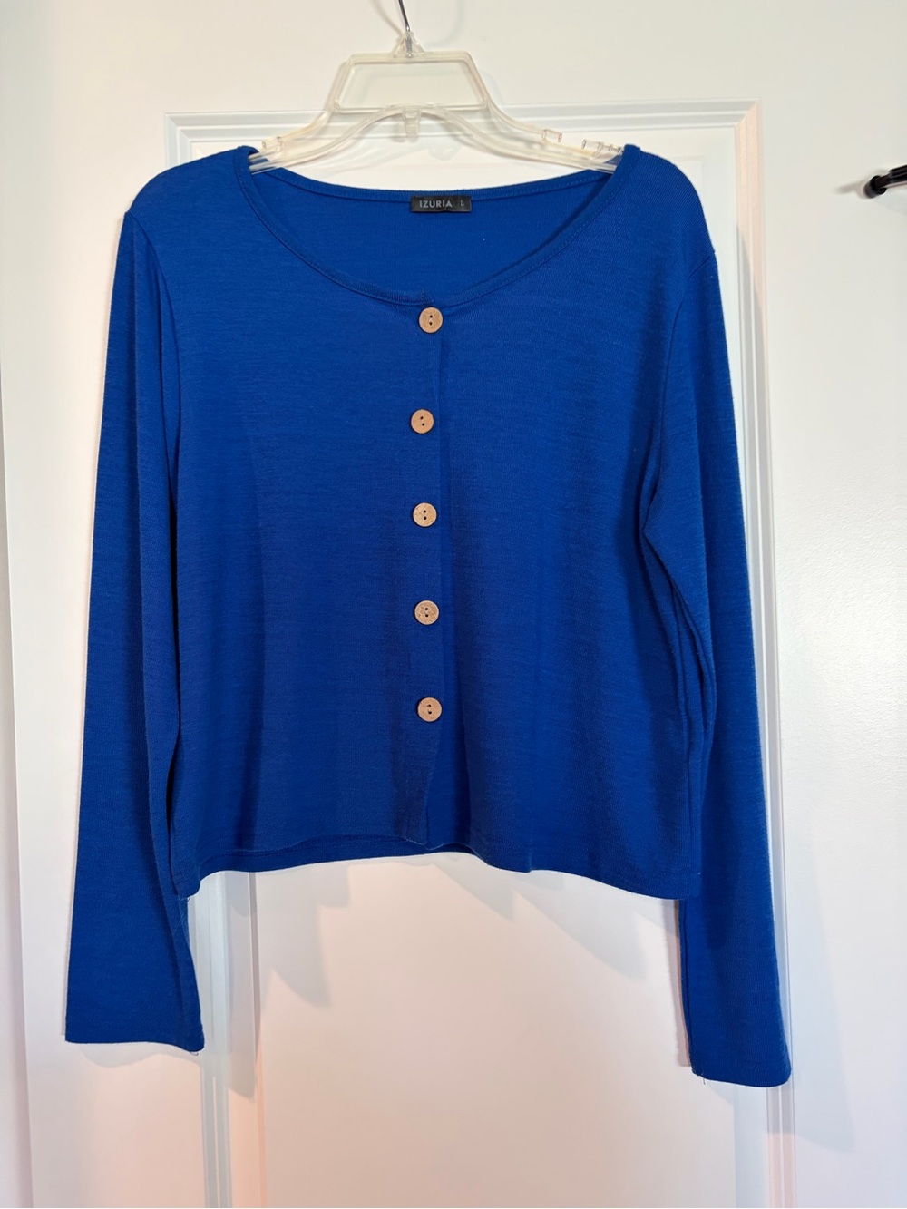 Izuria Royal Blue Button‑Front Cardigan – Size L